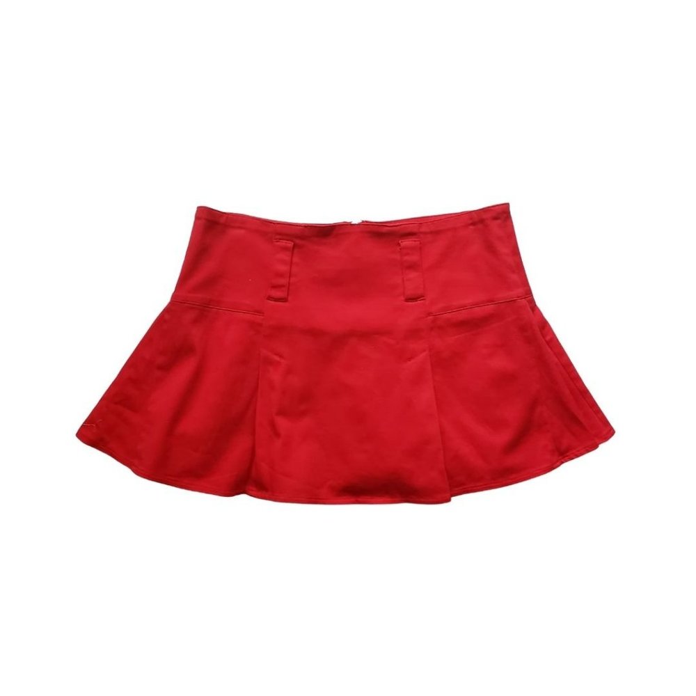 Red Mini Box Pleated Skirt - Size Small